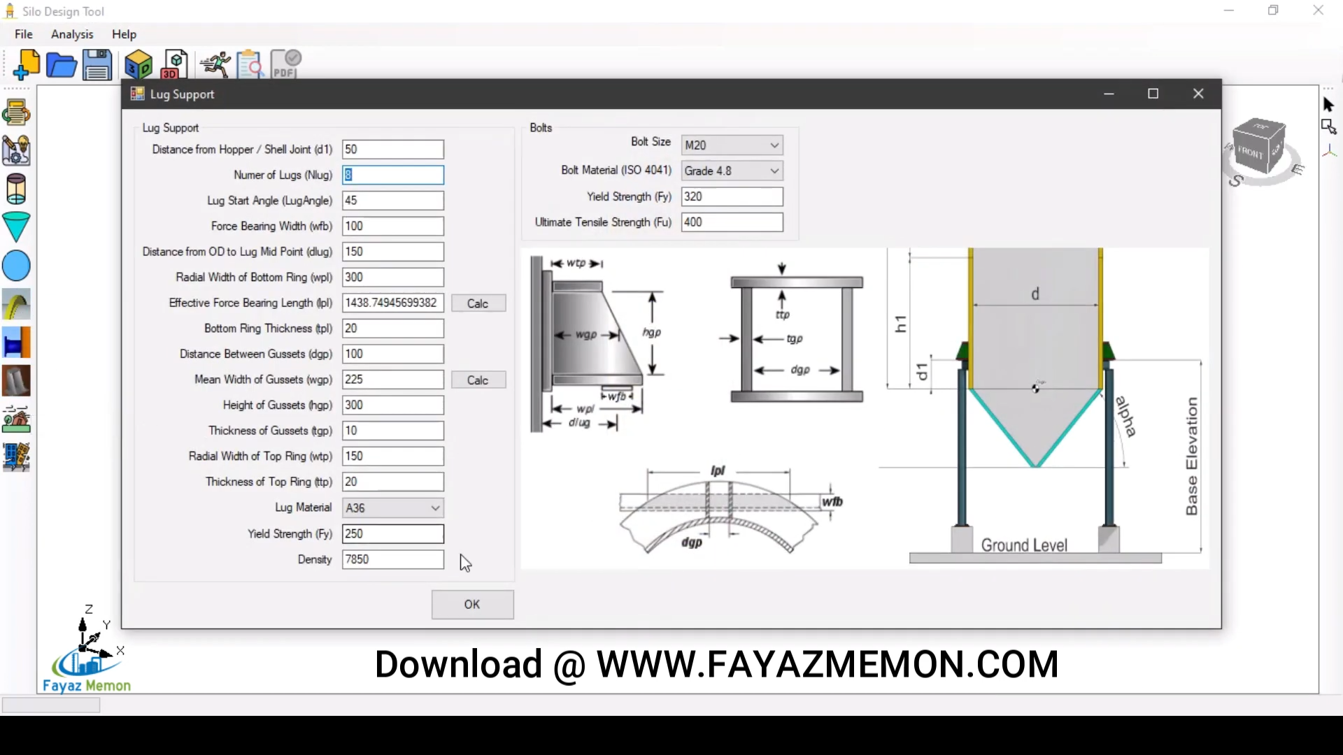 Silo3D lug support data input